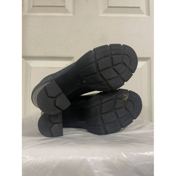 ALDO Black Heeled Combat Boots With Lace-Up Detail & Mesh Accents Size 7.5 - Picture 3 of 5